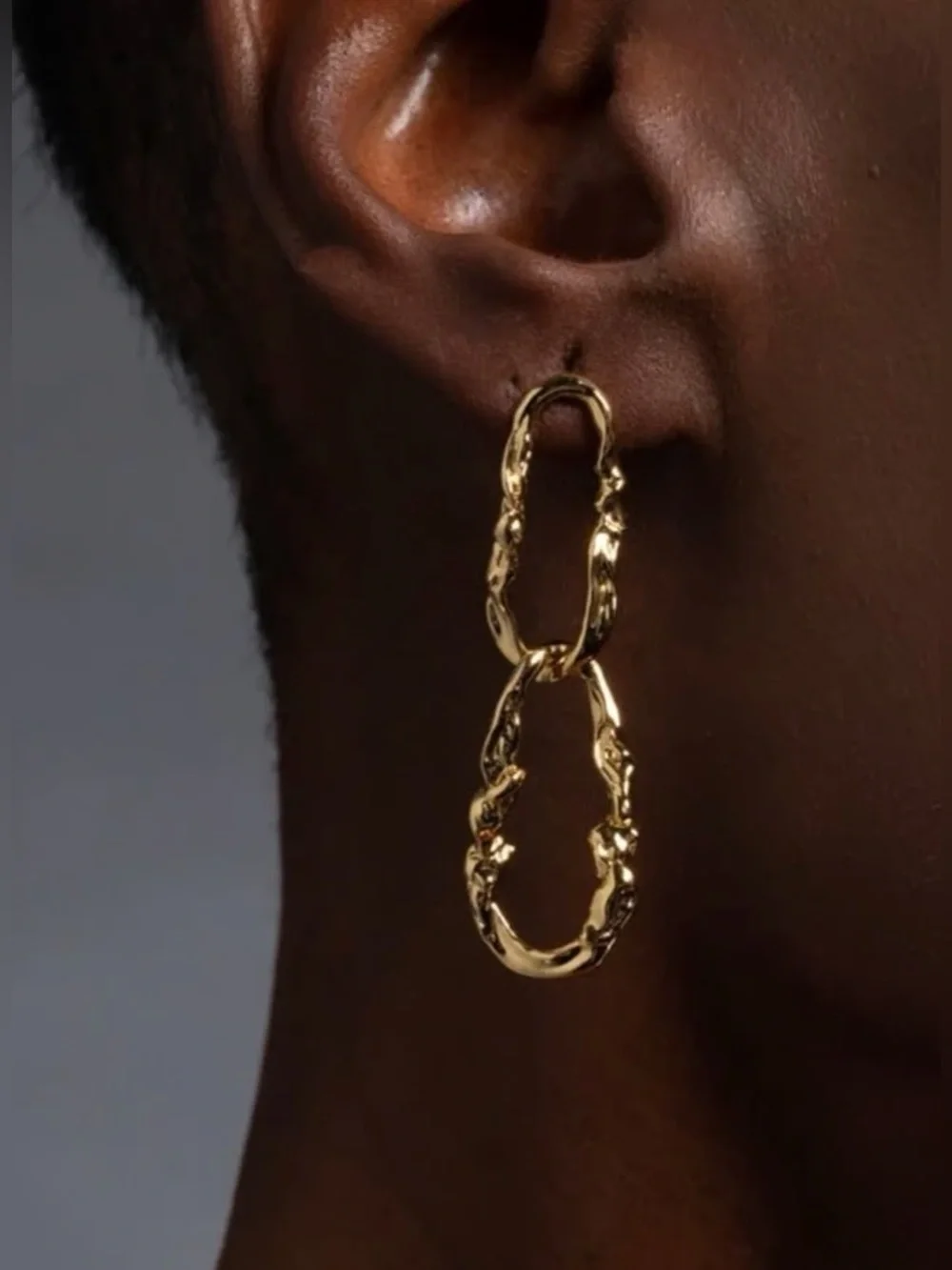 ALEXIS BITTAR Brut Link Post Drop Earrings Gold Plated